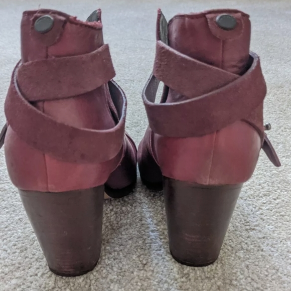 $550 worn X2 Rag & Bone Harrow Red Leather Ankle Boots 38.5 8.5 - Picture 7 of 10